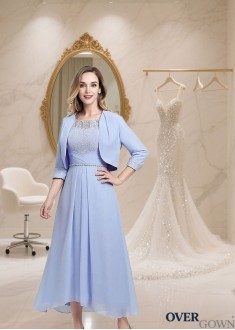 Mother of the Bride Chiffon Outfits – Half Sleeve Asymmetrical A-Line