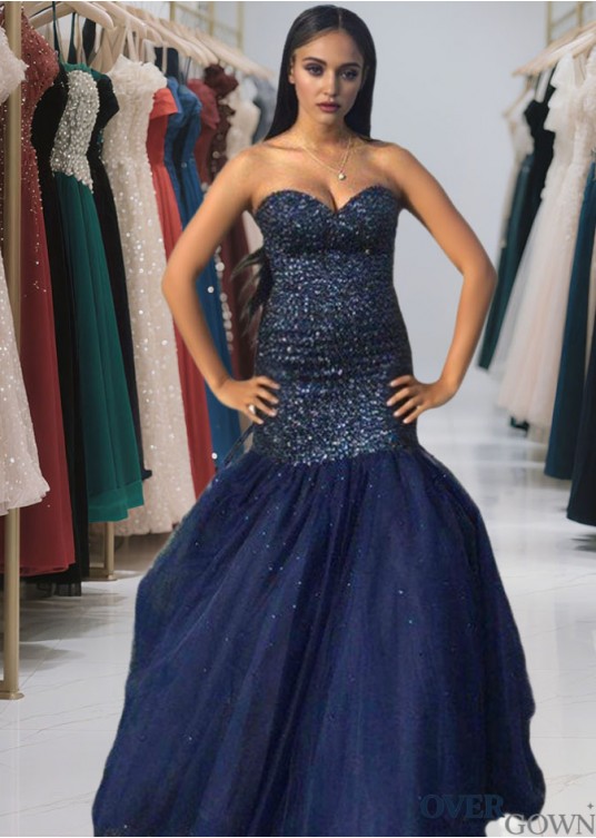 Sweetheart Beaded Mermaid Tulle Long Women Evening Dresses Sweetheart Beaded Mermaid Tulle Long Women Evening Dresses