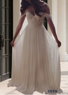 Beaded Chiffon Beach Bridal Gown Floor Length