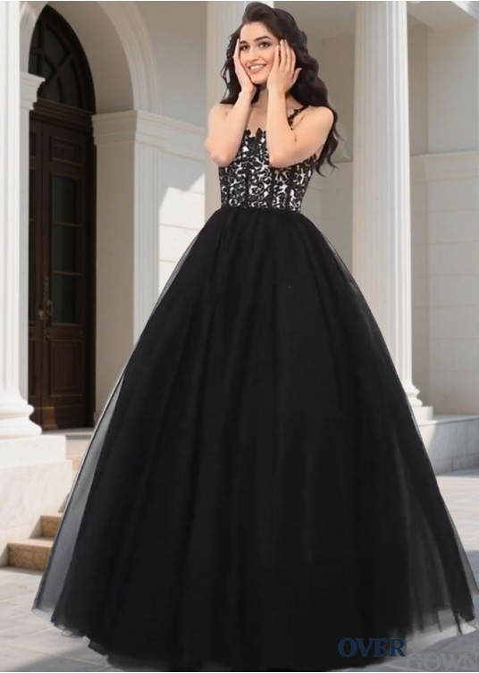 Prom Evening Dress – Ball Gown with Appliques Floor Length Online Prom Evening Dress – Ball Gown with Appliques Floor Length Online