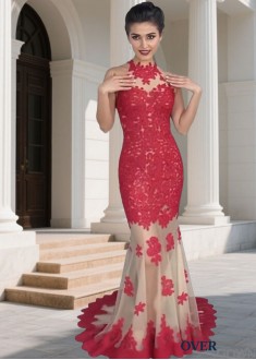 Prom Party Dresses – High Neck Sleeveless Mermaid Gowns