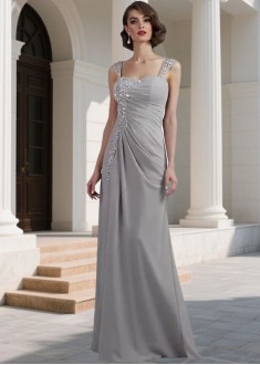 Mermaid Prom Evening Dress – Chiffon Beaded Sleeveless Sheath Gown