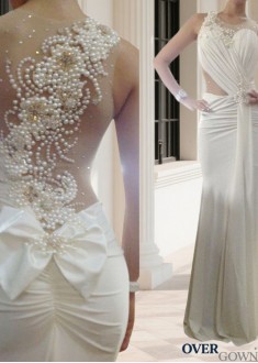 Sleeveless Trumpet Chiffon Bridal Gown Sweep Train