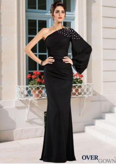Long Sleeve Beading Sheath Empire Waist Mother Dress