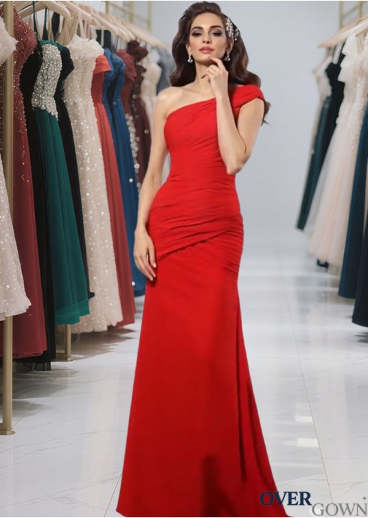 Elegant One-Shoulder Chiffon Sexy Evening Dress with Pleated Floor-Length Skirt Elegant One-Shoulder Chiffon Sexy Evening Dress with Pleated Floor-Length Skirt