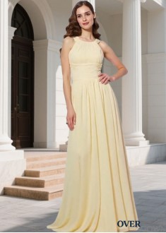 Elegant Bridesmaid Evening Dress – Sleeveless A-Line Floor Length Gown