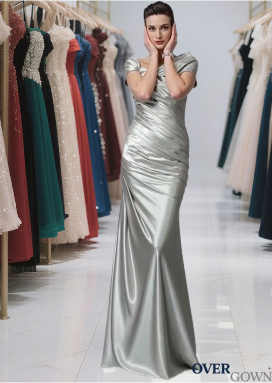 Sexy Off-the-Shoulder Silk Satin Sheath Evening Dress – Elegant Floor-Length Gown Sexy Off-the-Shoulder Silk Satin Sheath Evening Dress – Elegant Floor-Length Gown