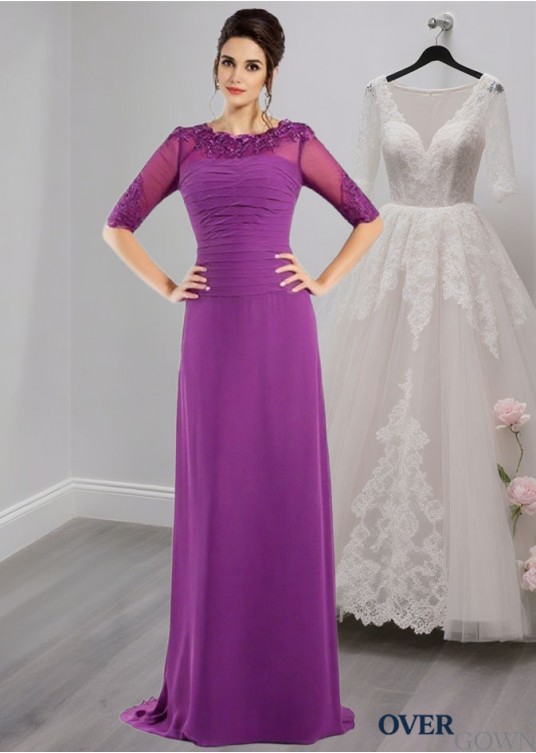 Elegant Chiffon Scoop Neck Mother of the Bride Gowns Online with Appliques Elegant Chiffon Scoop Neck Mother of the Bride Gowns Online with Appliques