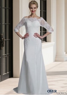 Off-The-Shoulder Lace Mermaid Wedding Dress – Half Sleeve Bridal Gown