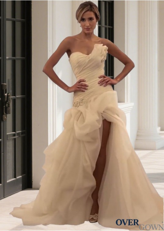 Beach Wedding Gown with Sweetheart Neckline – Organza Sweep Train Dress Beach Wedding Gown with Sweetheart Neckline – Organza Sweep Train Dress