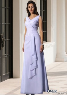 Sleeveless A-Line Chiffon Bridal Gown Beaded