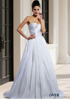 Sleeveless A-Line Satin Bridal Gown Cathedral Train