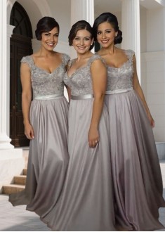 V-Neck Chiffon Bridesmaid Dress with Beading Floor Length Gowns V-Neck Chiffon Bridesmaid Dress with Beading Floor Length Gowns