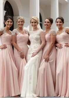 Chiffon Bridesmaid Dress with Beading – Floor Length A-Line Gown Online