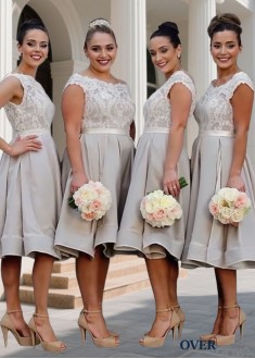 Off The Shoulder Elastic Satin Knee Length Bridesmaid Dress 