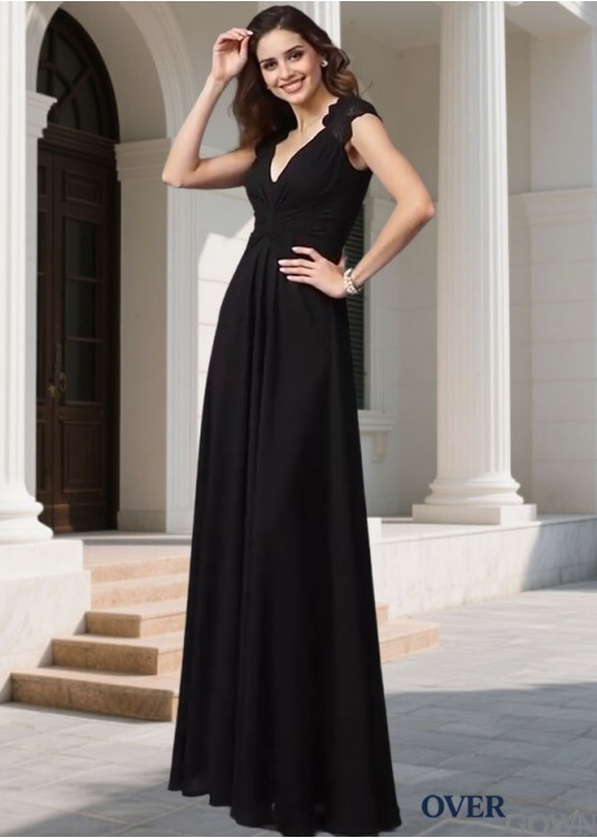 Black V-Neck Sleeveless Empire Waist Bridesmaid Dresses Black V-Neck Sleeveless Empire Waist Bridesmaid Dresses