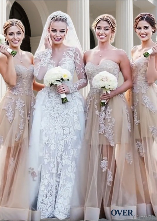 Romantic Tulle Sweetheart Applique Bridesmaid Dress – Sleeveless A-Line Floor Length Gown Romantic Tulle Sweetheart Applique Bridesmaid Dress – Sleeveless A-Line Floor Length Gown