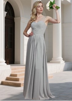 V Neck Sleeveless Bridesmaid Dress | Floor Length A Line Gown