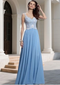 Elegant Chiffon V-Neck Lace Sleeveless Bridesmaid Dress – Floor-Length A-Line Gown