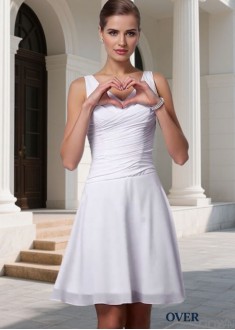 Knee Length Chiffon V Neck A Line Bridesmaid Dresses with Pleats