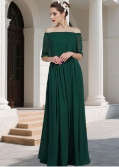 Elegant Off The Shoulder Chiffon Bridesmaid Dress with Pleated Details – Floor Length A-Line Gown for Wedding Party Elegant Off The Shoulder Chiffon Bridesmaid Dress with Pleated Details – Floor Length A-Line Gown for Wedding Party