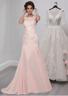 Pink Mermaid Formal Mother Gowns with Beading and Applique 