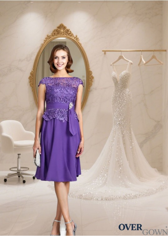 A-Line Chiffon Sleeveless Mother of the Bride Dress with Bateau Neck and Beading A-Line Chiffon Sleeveless Mother of the Bride Dress with Bateau Neck and Beading