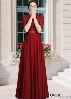 Chiffon Applique Mother of the Bride Dress Natural Waist