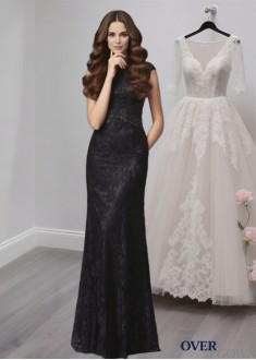 Lace Sheath Mother of the Bride Dress – High Neck Sleeveless Evening Formal Gown