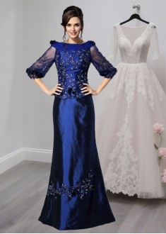 Elegant Taffeta Off The Shoulder A-Line Mother of the Bride Dress with Half Sleeves