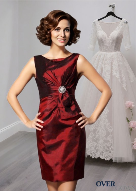 Scoop Neck Mother of the Bride Dress – Sleeveless Knee-Length Sheath Gown Scoop Neck Mother of the Bride Dress – Sleeveless Knee-Length Sheath Gown