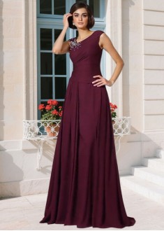 Elegant Sleeveless Chiffon Mother of the Bride Dress with Beading – A-Line Floor Length