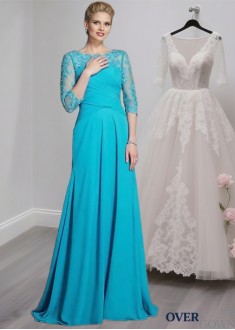 Floor-Length Chiffon A-Line Prom Mother of the Bride Dress with 3/4 Sleeves Floor-Length Chiffon A-Line Prom Mother of the Bride Dress with 3/4 Sleeves