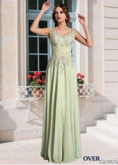 V-neck A-line Mother Dress