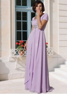 Elegant Chiffon Mother of the Bride Dress – Beaded A-Line, Floor-Length