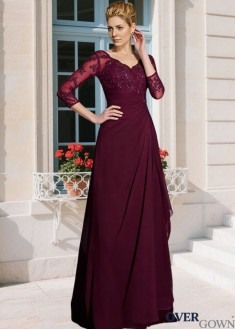 A-line 3/4 Sleeve Mother Of The Bride Dress