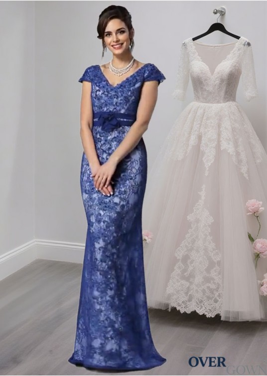 Elegant Satin V-Neck Mermaid Mother of the Bride Dress with Beading & Applique Elegant Satin V-Neck Mermaid Mother of the Bride Dress with Beading & Applique