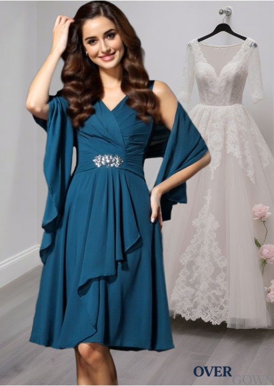 Sleeveless V-Neck Knee Length Mother of the Bride Dress with Beading Sleeveless V-Neck Knee Length Mother of the Bride Dress with Beading