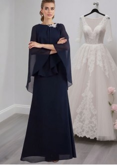 A-Line Mother of the Bride Dress Floor Length Elegant Formal Gown