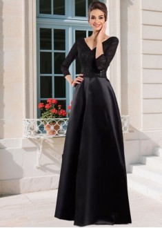 Mother of the Bride Dress with Beading – Floor Length Gowns with 3/4 Sleeves