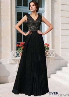 V-neck A-line Mother Dress