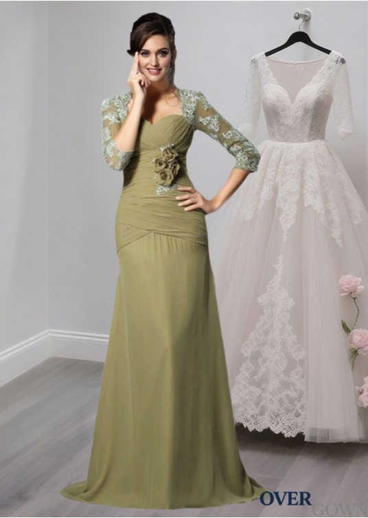 Sweetheart Chiffon A-Line Mother of the Bride Dress – Floor Length with Half Sleeves Sweetheart Chiffon A-Line Mother of the Bride Dress – Floor Length with Half Sleeves