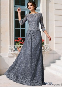 Lace Satin 3/4 Sleeve Mother Of The Bride Dress