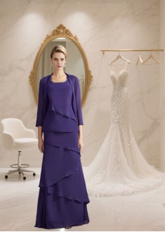 Floor-Length Sleeveless Chiffon Mother of the Bride Dress with Scoop Neck and Ruffles Floor-Length Sleeveless Chiffon Mother of the Bride Dress with Scoop Neck and Ruffles