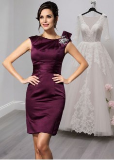 Scoop Neck Sleeveless Knee-Length Mother of the Bride Dress with Beading