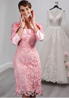 Chic Halter Neck Elastic Satin Mother of the Bride Dress with Lace