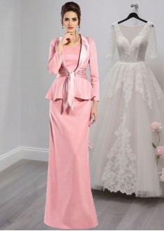 Sleeveless Mother of the Bride Dress with Square Neck and Floor-Length Sheath Silhouette