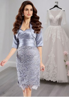 Sweetheart Neckline Mother of the Bride Dress – Lace Knee Length Gown