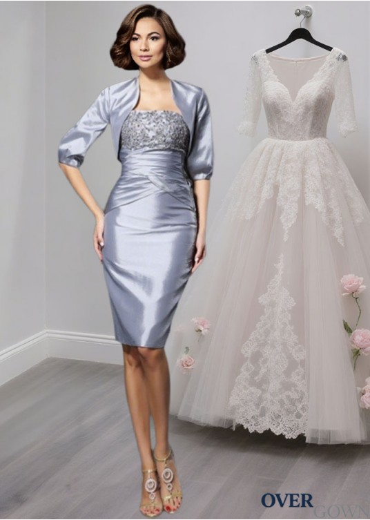 Taffeta Sweetheart Neck Mother of the Bride Dress – Sheath Knee-Length Gown Taffeta Sweetheart Neck Mother of the Bride Dress – Sheath Knee-Length Gown