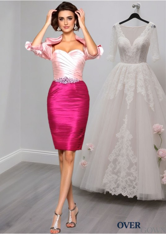 Satin Sleeveless Mother of the Bride Dress with Sweetheart Neckline – Knee Length Sheath Gown Satin Sleeveless Mother of the Bride Dress with Sweetheart Neckline – Knee Length Sheath Gown